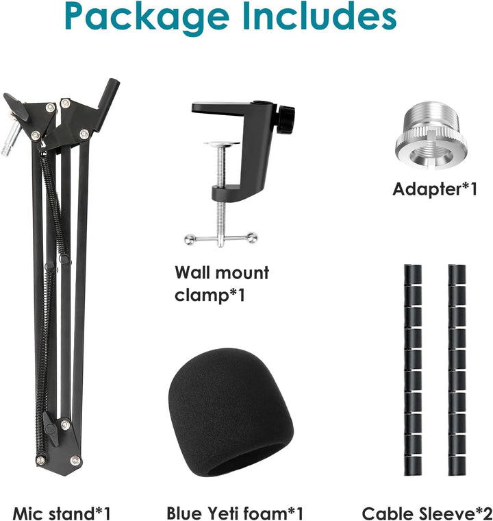 Blue Yeti Mikrofon Arm mit Popschutz Professioneller Mikrofon Ständer Kompatibel mit Blue Yeti, Yeti