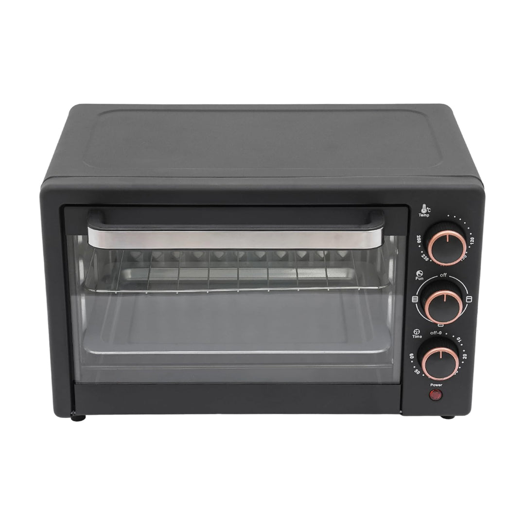1000W Elektro Backofen 22L mit Grillrost + Grillpfanne Minibackofen 60 Min Timer 4 Heizelemente Eins