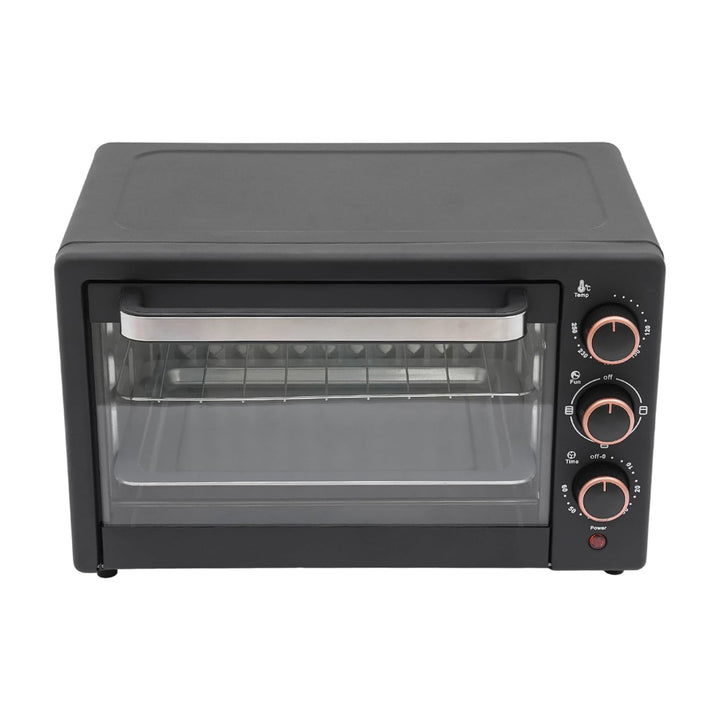 1000W Elektro Backofen 22L mit Grillrost + Grillpfanne Minibackofen 60 Min Timer 4 Heizelemente Eins