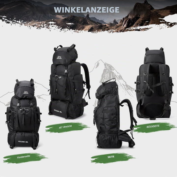 Wanderrucksack Herren Damen 90L Trekkingrucksack Reiserucksack Grosser Wasserdicht Wandern Rucksack