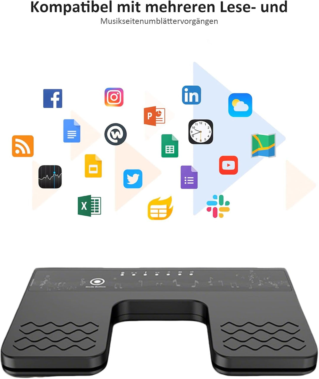 Bluetooth Page Turner Pedal: Bluetooth Fussschalter 6 Modi für Tablets Smartphones Wiederaufladbar L