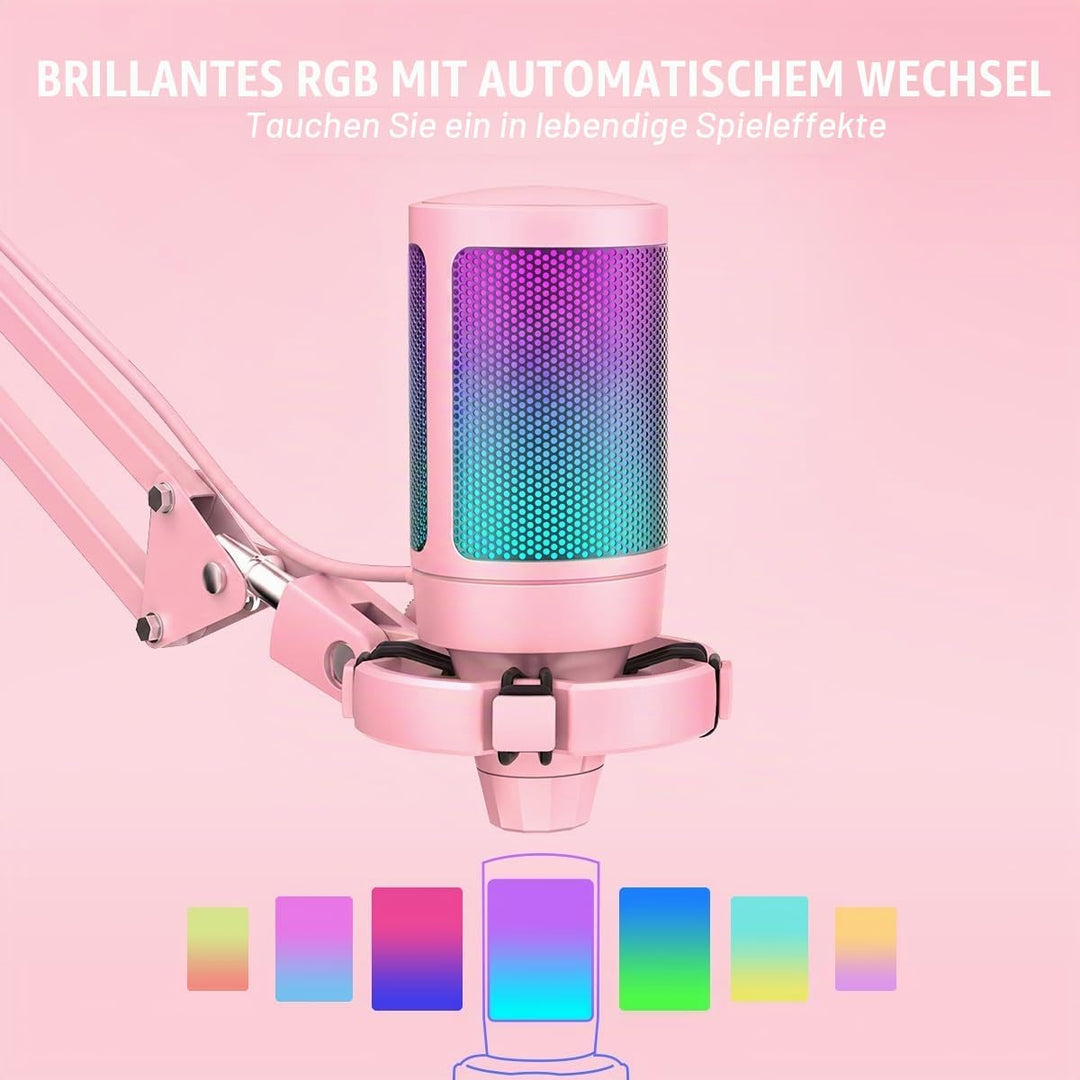FIFINE Gaming Mikrofon mit Arm, USB Microphone pc für MAC PS4 PS5 mit Stummschalttaste, Popfilter, S