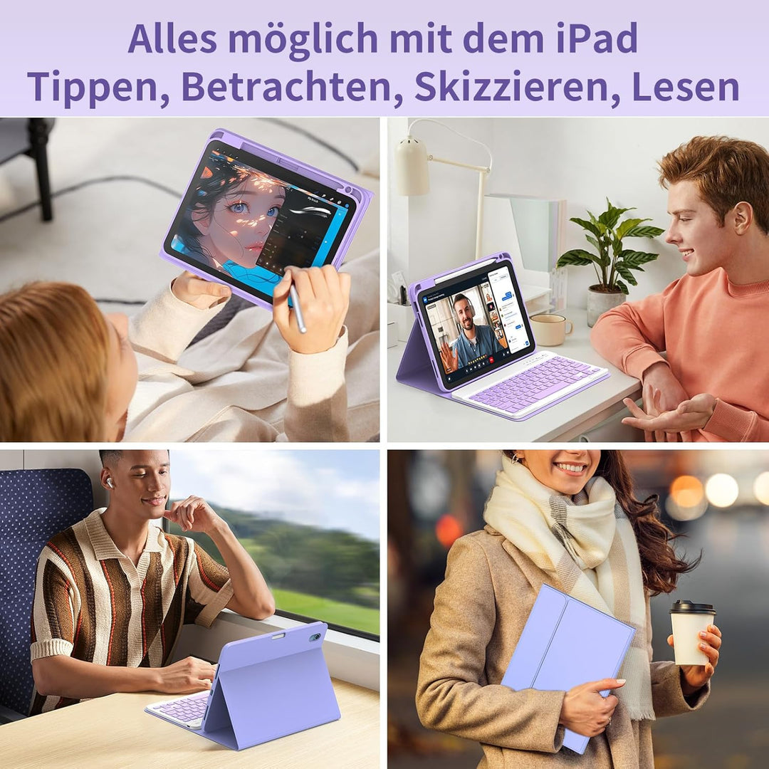 GAOJIE Tastatur Hülle für iPad A16 11 Generation 11 Zoll 2025/10 Generation 10,9 Zoll 2022, Schutzhü