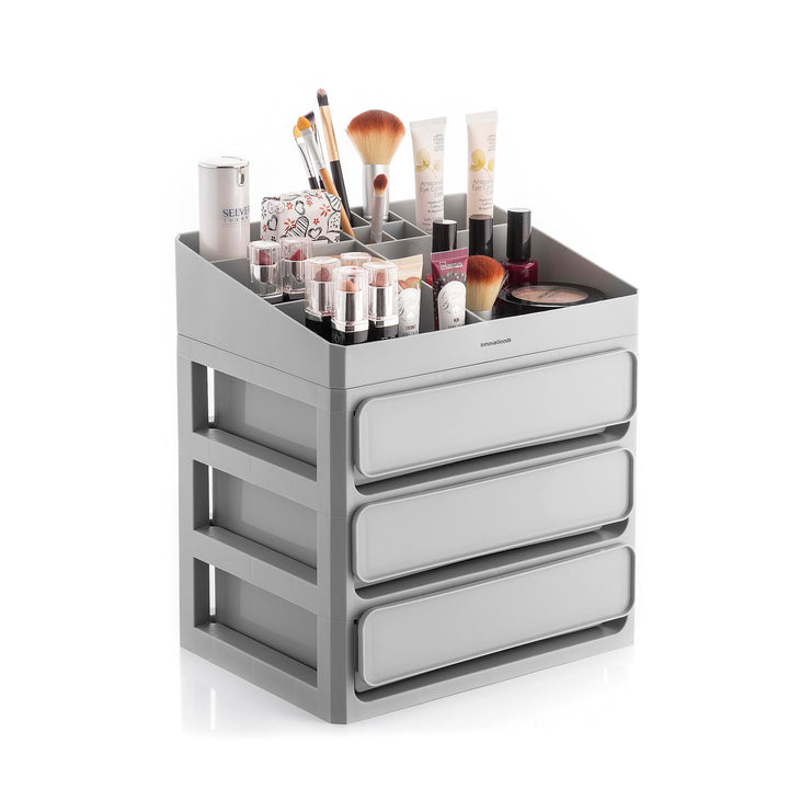 InnovaGoods - Make-up Organizer mit 3 Schubladen und 9 Fächern, Grosse Kapazität, Multifunktional fü