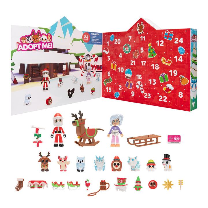 Adopt Me! AME0174 - Adventskalender, 24 Überraschungen inkl. Tieren, Figuren und exklusivem virtuell