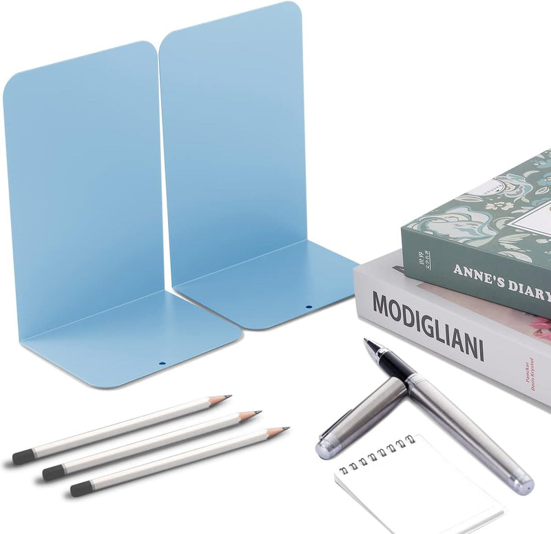 MSDADA Buchstützen aus Metall L, 102x203x135mm, 4 Paar CD Buchständer Kinder, Bücherregal für Schule