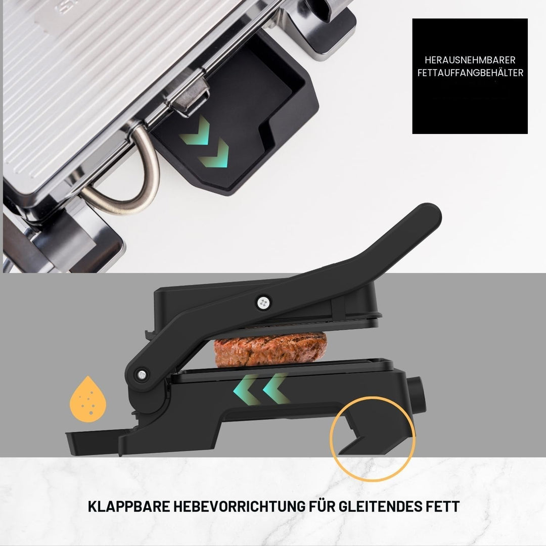 Taurus - Elektrischer Kontaktgrill Grill&Co GR1500X | 1500W | Antihaftplatten 27,5 x 17,3 cm | 180°