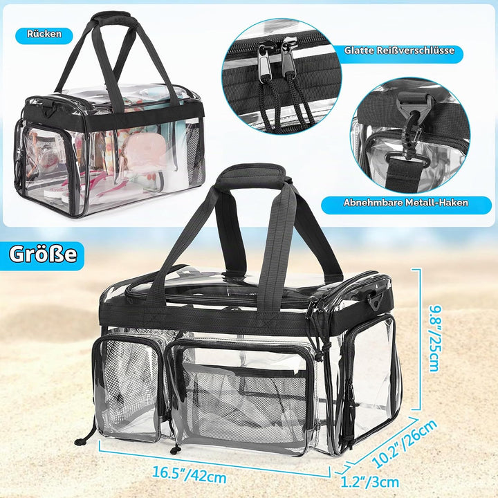 Yarwo Grosse Transparente Strandtasche Clear Bag für Concert, Konzert | Mit PVC Wasserdichtem Materi