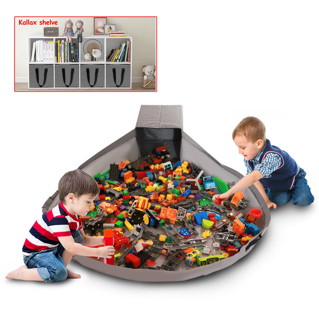 Spielzeug Tasche für Lego Spielmatte – Duplo Spielzeug Aufbewahrungsbehälter für Kinder mit Deckel d