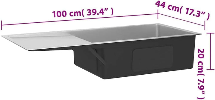 vidaXL Handgemachte Einbauspüle Wasserabfluss in X-Form Spüle Edelstahlspüle Küchenspüle Spülbecken