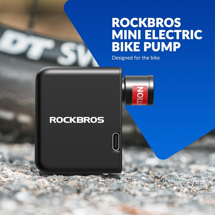 ROCKBROS Elektrische Fahrradpumpe, 100PSI Tragbare Minipumpen Wiederaufladbarer 300mAh Kleine Kompre