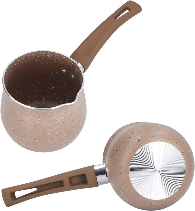 Milchpfanne, 10 Cm Durchmesser Antihaft-Kochtopf mit Ausgieöern Aluminiumlegierung Topf mit Emaillie
