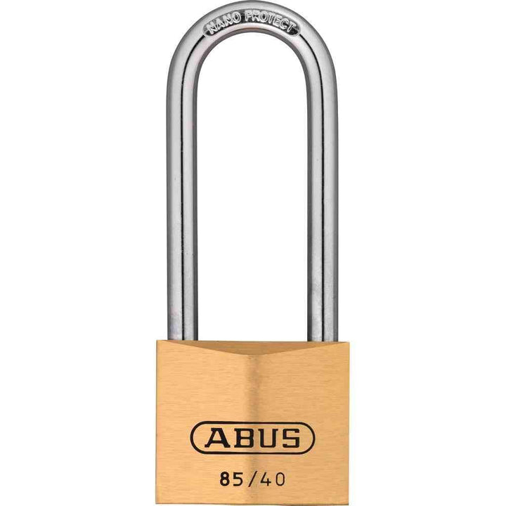ABUS Vorhängeschloss Messing 85/40HB63 - mit hohem Bügel - für Kellertüren, Schuppen u. v. m. - wett