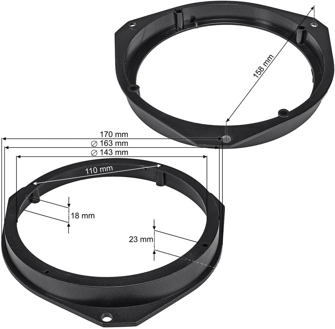 tomzz Audio 4014-000 TA16.5-Pro Lautsprecher Einbauset kompatibel mit FIAT 500 Grande Punto Panda 16