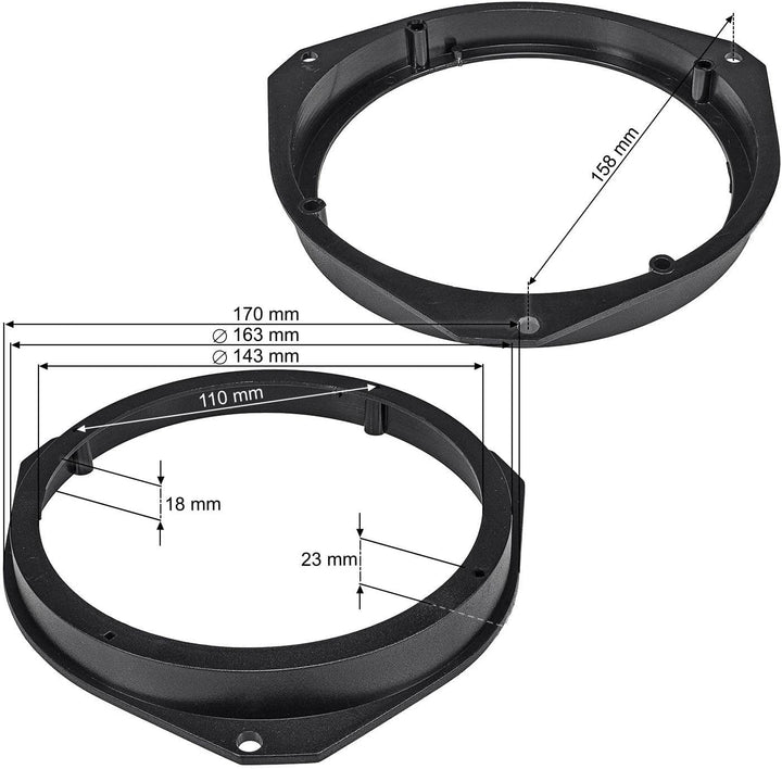 tomzz Audio 4014-000 TA16.5-Pro Lautsprecher Einbauset kompatibel mit FIAT 500 Grande Punto Panda 16