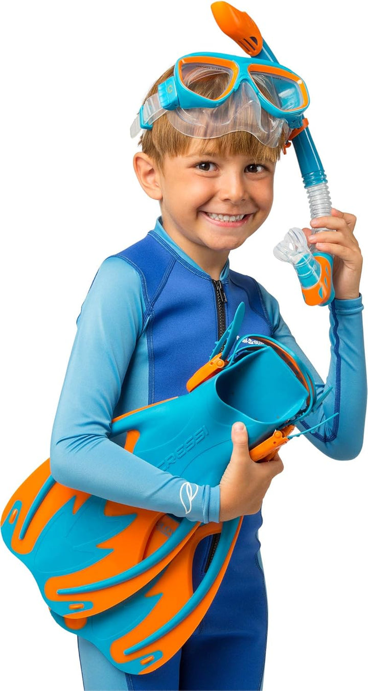 Cressi Rocks Kids Set, Blau/Orange, L/XL