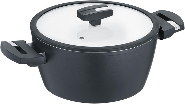 Berndes Topf Balance b.nature 24 cm, Kochtopf mit nachhaltiger Beschichtung aus Quarz, inkl. Glasdec