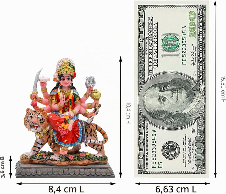 Kleine Maa Durga MATA Statue – 10,4 cm H Durga Skulptur Indien Gott Hindu-Göttin Murti Hindu Pooja A