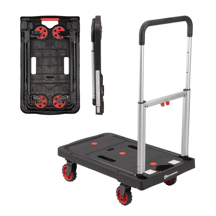 Premium Plattformwagen flach klappbar bis 150kg Tragkraft | Extra Robuste Transporthilfe mit schnell