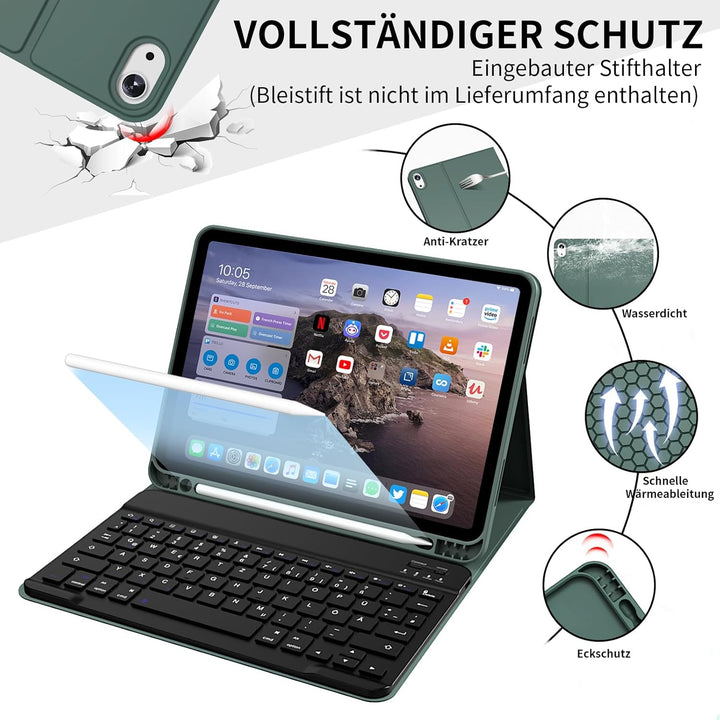 Hülle mit Tastatur für iPad Air 11 Zoll M3/M2, für iPad Air 7./6./5./4. Generation 2025/2024/2022/20