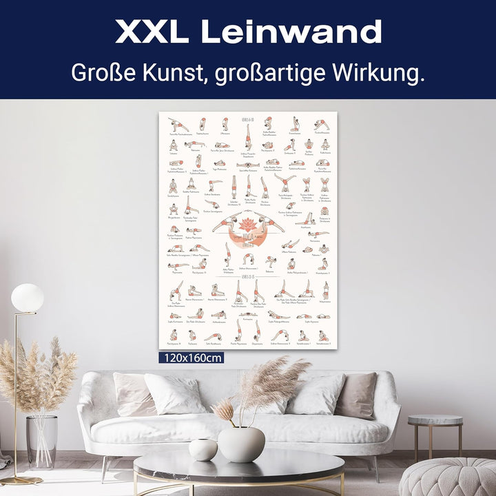 wandmotiv24 Leinwandbild Sport, 80x60cm, Hochformat, Yoga Positionen, Deko, Bilder auf Leinwand, Wan