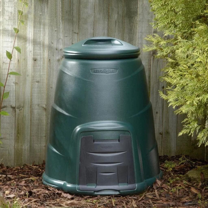 Invopak Gartenkomposter aus recyceltem Kunststoff, 220 l, mit Luke und winddichtem Deckel, gebrauchs