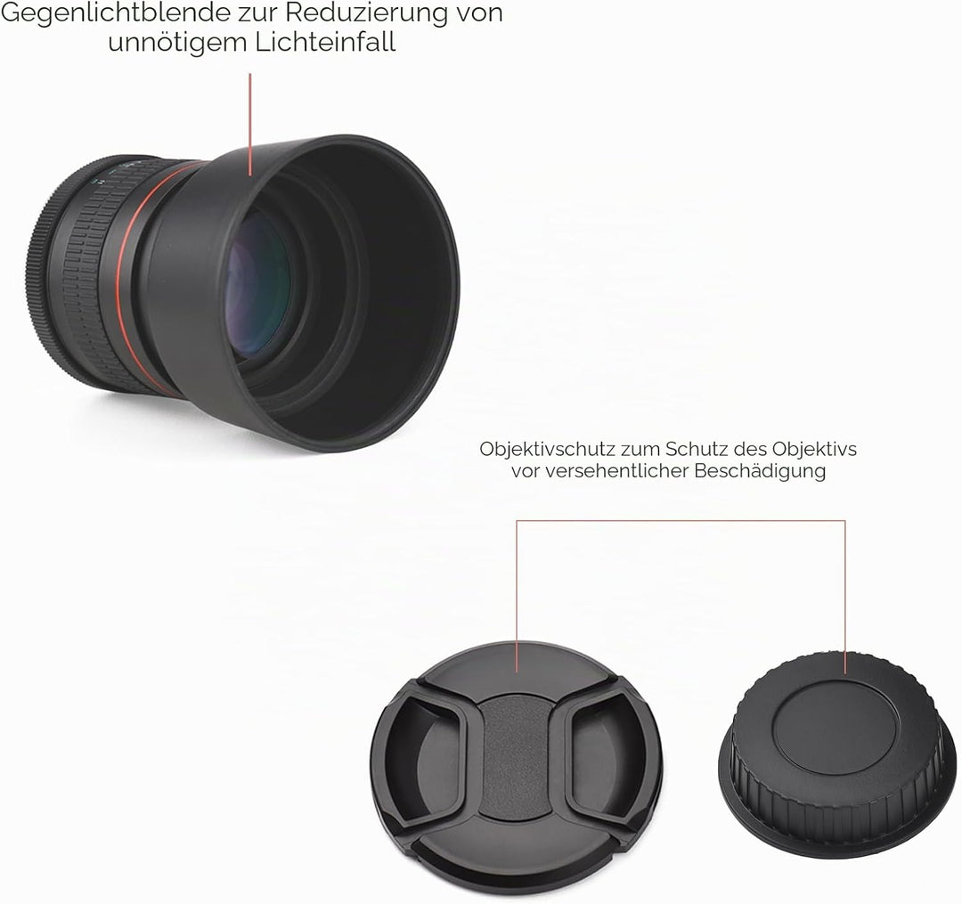 Andoer 85 mm Fixfokus Kameraobjektiv F1.8 grosse Blende manueller Fokus mit EF-Halterung 7 Gruppen 1