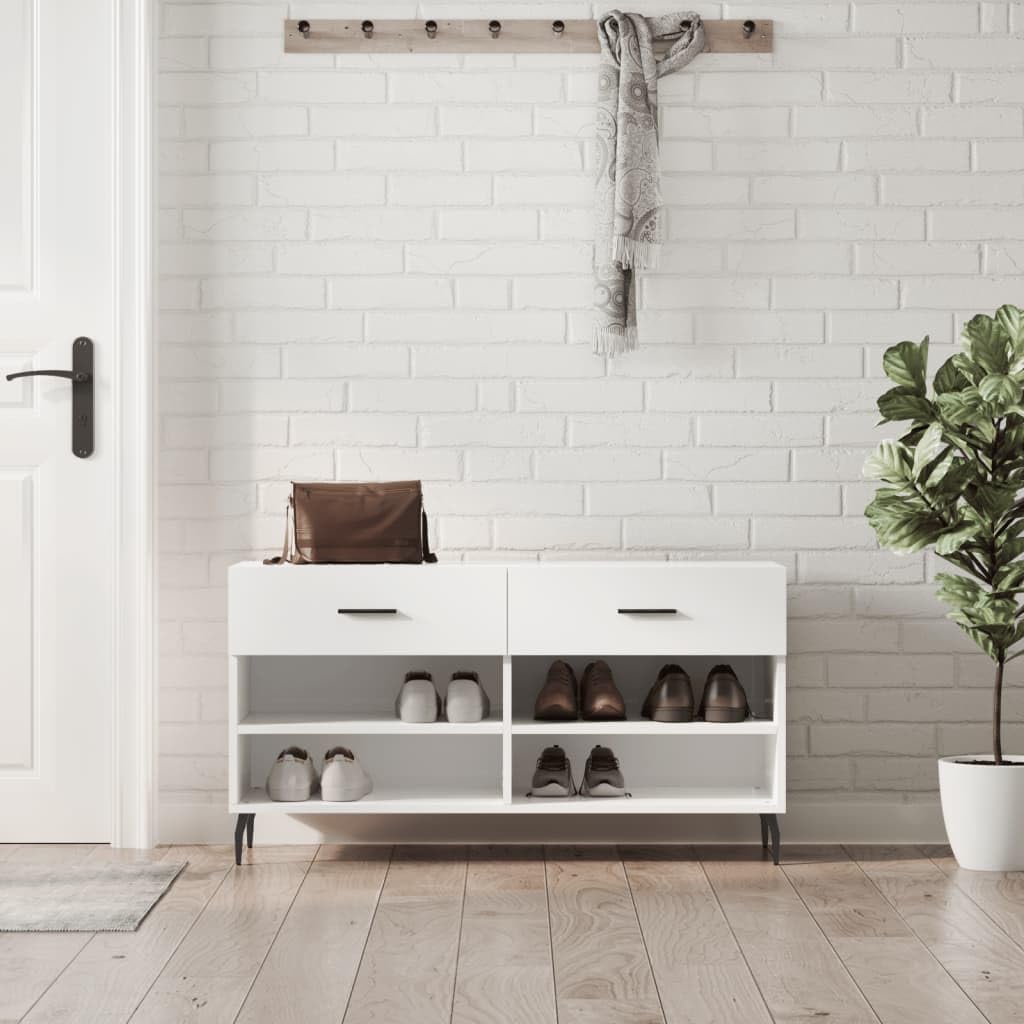 vidaXL Schuhbank, Schuhregal mit 2 Schladen 4 Fächern, Schuhschrank mit viel Stauraum, Sitzbank Flur