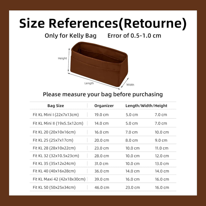 DGAZ Seide Tasche Organizer Einsatz für Kelly Pochette/Mini/25/28/32/35, Taschenorganizer Organizer