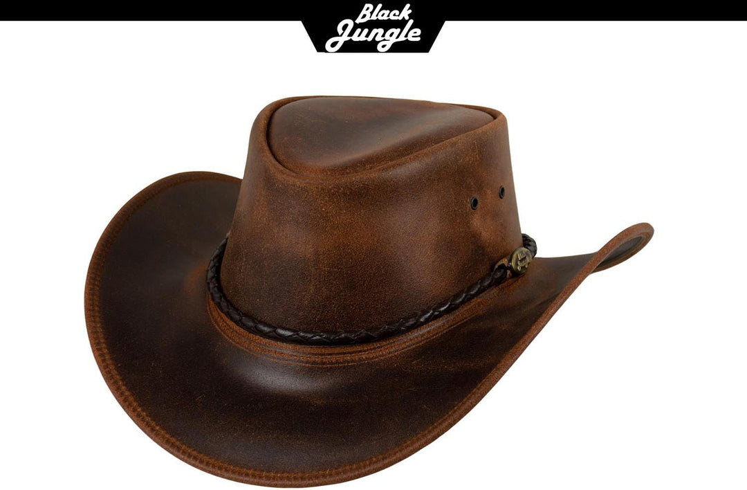 Black Jungle Kimbolton Lederhut, Westernhut, Australienhut, Cowboyhut L Ocker, L Ocker