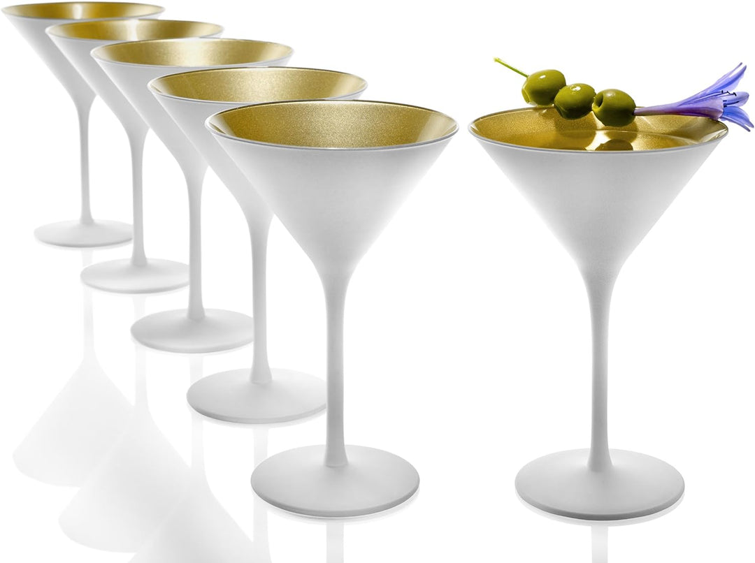 Stölzle Lausitz Elements Cocktailschale, Glas, weiss-Gold, 6 Stück (1er Pack), 6 6 Stück (1er Pack)