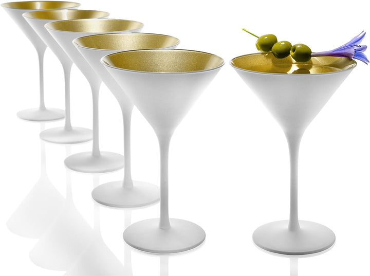 Stölzle Lausitz Elements Cocktailschale, Glas, weiss-Gold, 6 Stück (1er Pack), 6 6 Stück (1er Pack)