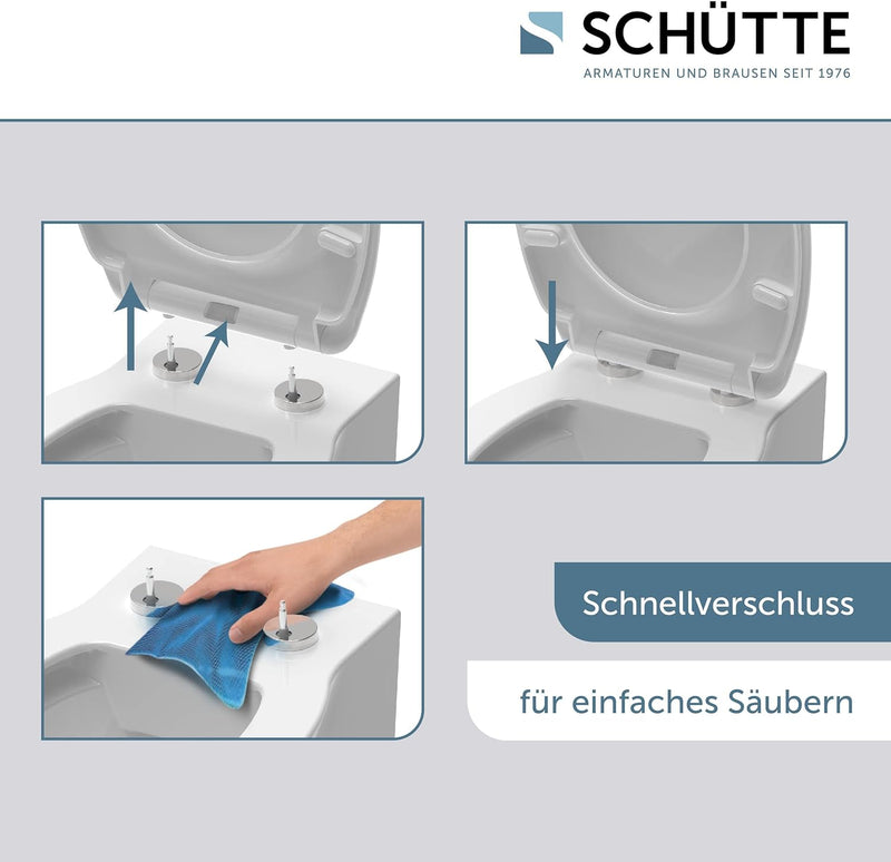 SCHÜTTE WC-Sitz mit Absenkautomatik und LED Nachtlicht | Leuchtender Klodeckel Schnellverschluss | W