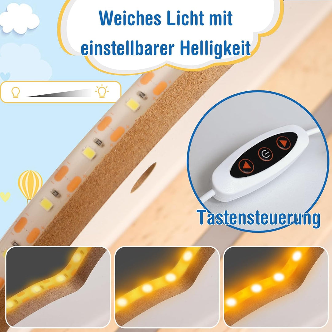 Todeco Tonie-Regal für Toniebox Hörfiguren, mit LED-Lichtleiste, Magnetische Aufbewahrung für 15-20