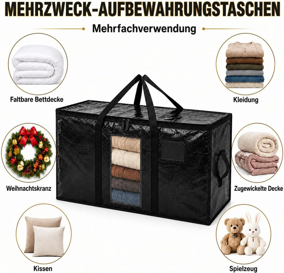 Aufbewahrungstasche gross 94L 4 Stück Grosse umzugskartons Faltbare Kleideraufbewahrung mit Reissver