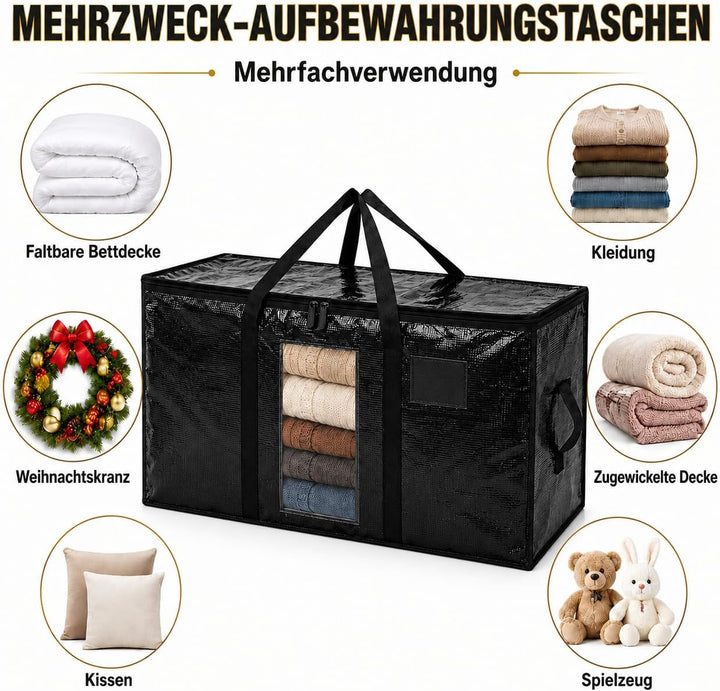 Aufbewahrungstasche gross 94L 4 Stück Grosse umzugskartons Faltbare Kleideraufbewahrung mit Reissver