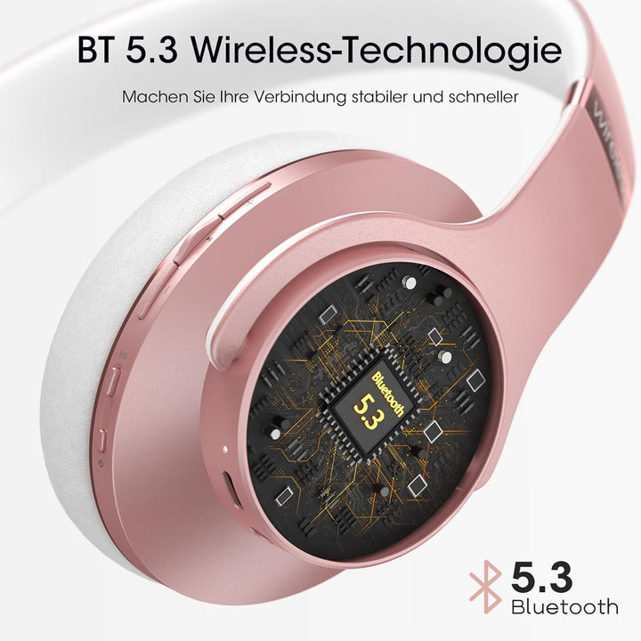 DOQAUS Bluetooth Kopfhörer Over Ear, Bis zu 90 Std Kabellose Kopfhörer mit 3 EQ-Modi, HiFi Stereo Fa