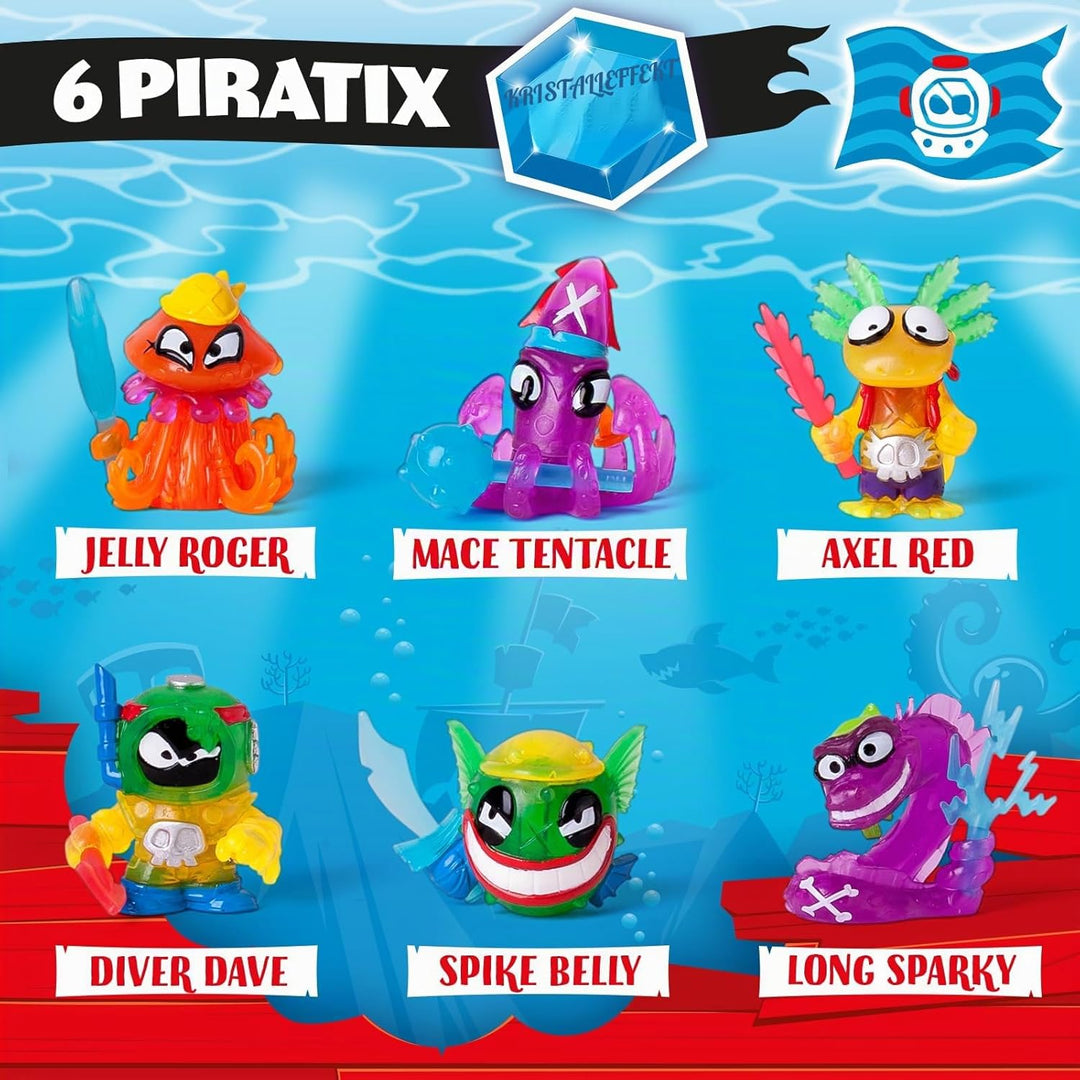 PIRATIX Adventure World Serie Shark Treasure, Box mit 24 Überraschungs-Umschlägen mit Sammlerfiguren