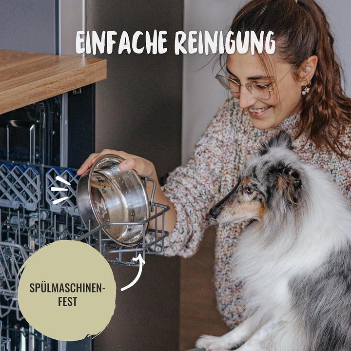 Rudelkönig Futternapf aus Edelstahl - 2er Pack - 1750ml Napf - Rutschfester Fressnapf für Hunde - Sp