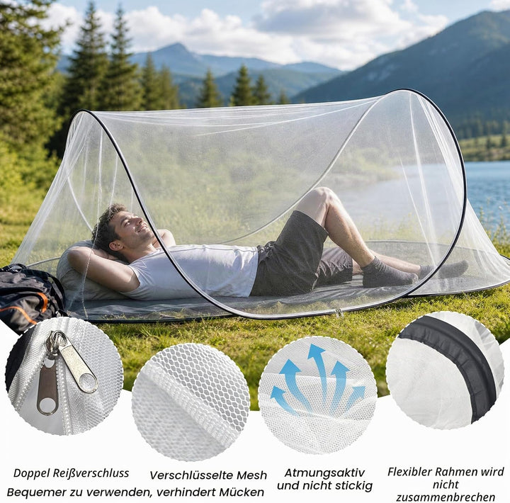 YADODO Moskitonetz Bett Reise Faltbar Pop up Mückennetz Bett 90X 200x 60cm Mücken Mosquito Netz Bett