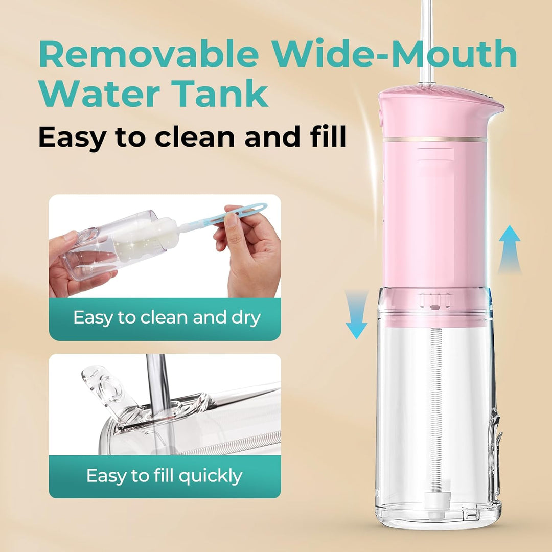 Reise Munddusche Kabellos Zahnreinigung: Oral Irrigator mit 5 Modi, 180ML Wassertank IPX7 Wasserdich