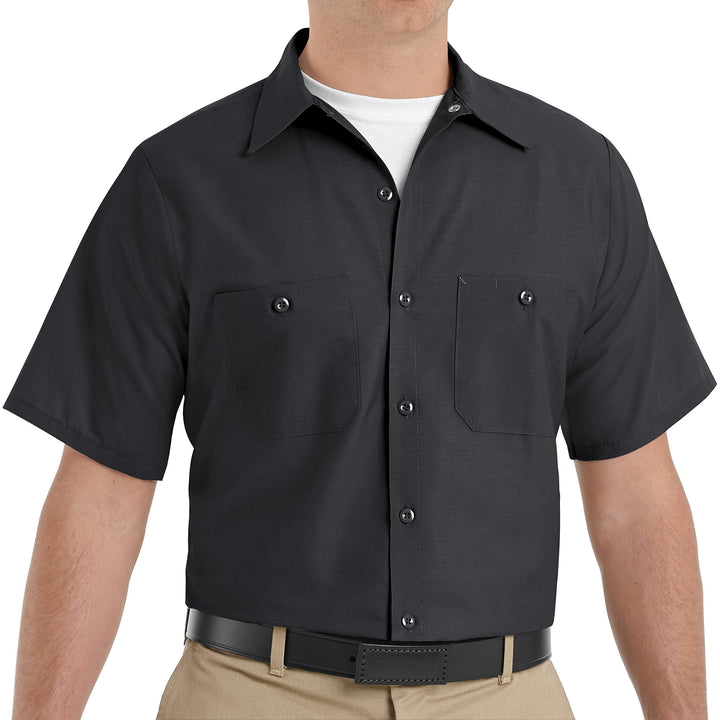 Red Kap Herren Industrial Work Shirt, Regular Fit, Short Sleeve Button-Down-Arbeitshemd M Schwarz, M
