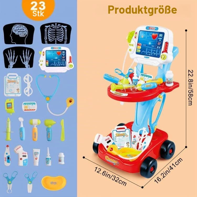 deAO Toys Little Doctor tragbares Krankenhaus-Spielset für Kinder, für Rollenspiele, mit
