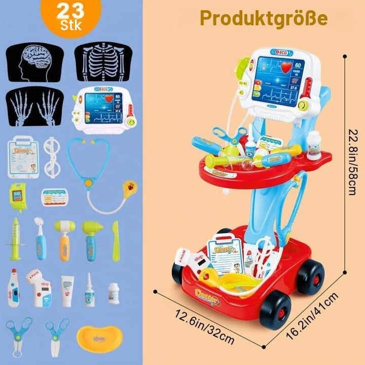deAO Toys Little Doctor tragbares Krankenhaus-Spielset für Kinder, für Rollenspiele, mit
