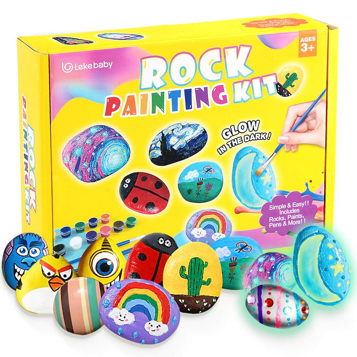 Lekebaby Steine Bemalen Set, Bastelset Für Kinder, Kreatives Malset Geschenk Spielzeug für Mädchen J