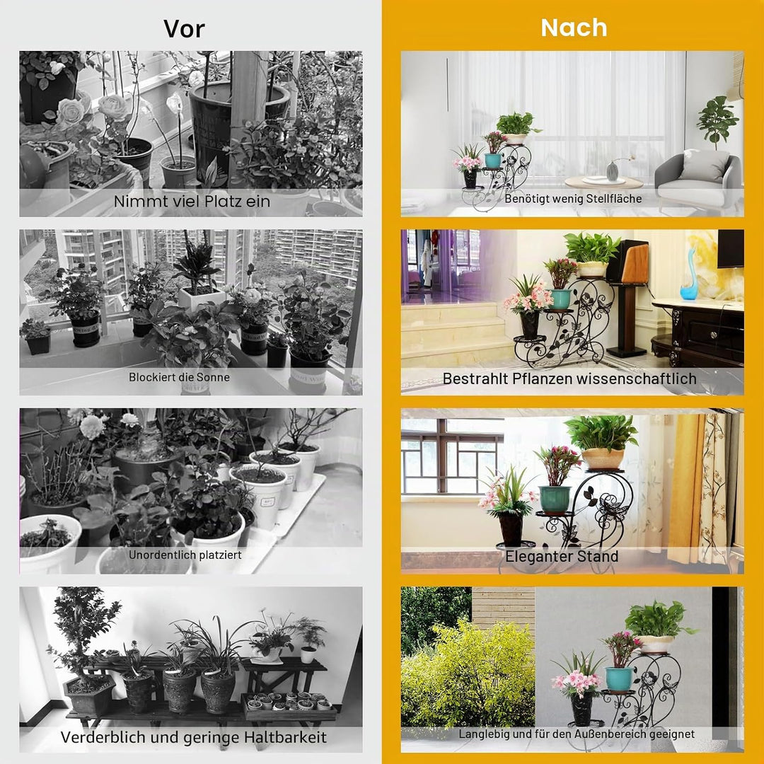 HLC Pflanzenständer aus Metall, 3 Ebenen, hohe Blumentopf-Ausstellungsständer, Ecke, Innen- und Auss