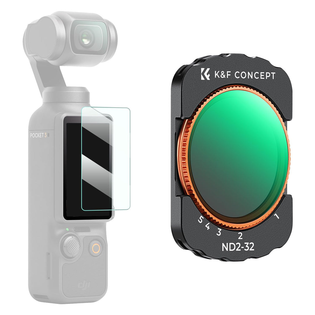 K&F Concept OSMO Pocket 3 ND Filter, Magnetischer Variabler ND Filter ND2-ND32, 1-5 Blendenstufen Gr
