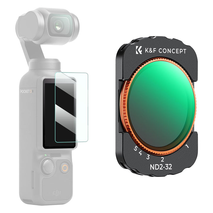 K&F Concept OSMO Pocket 3 ND Filter, Magnetischer Variabler ND Filter ND2-ND32, 1-5 Blendenstufen Gr