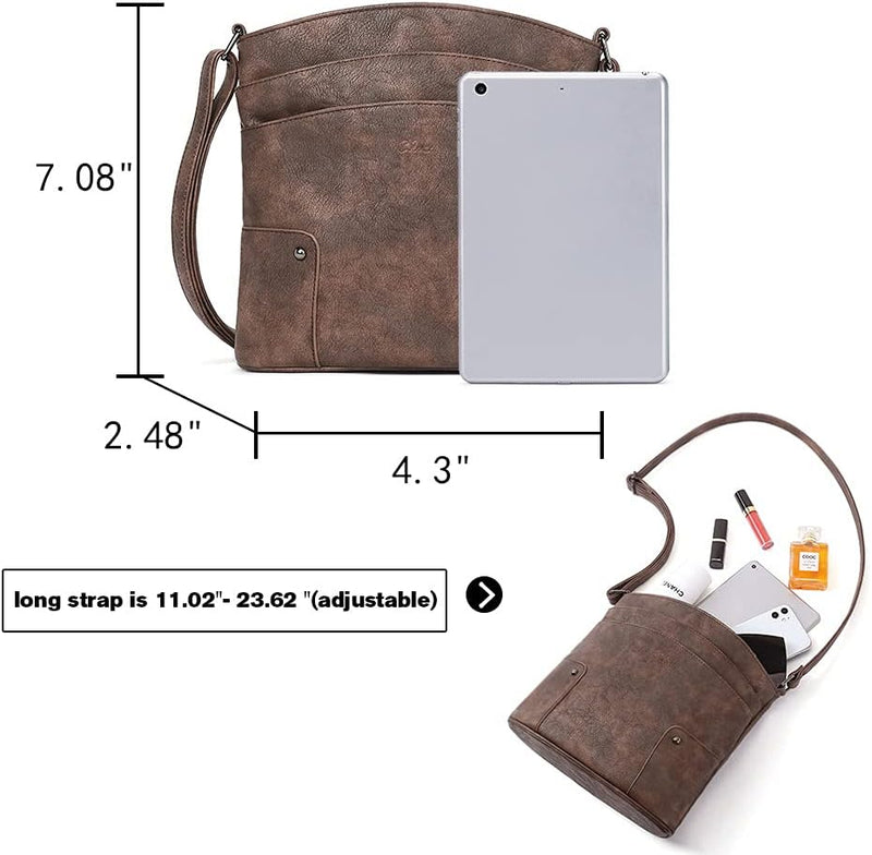 CLUCI Umhängetasche Damen Klein Crossbody Clutch Handytasche mit Geldbörse Kaffee, Kaffee