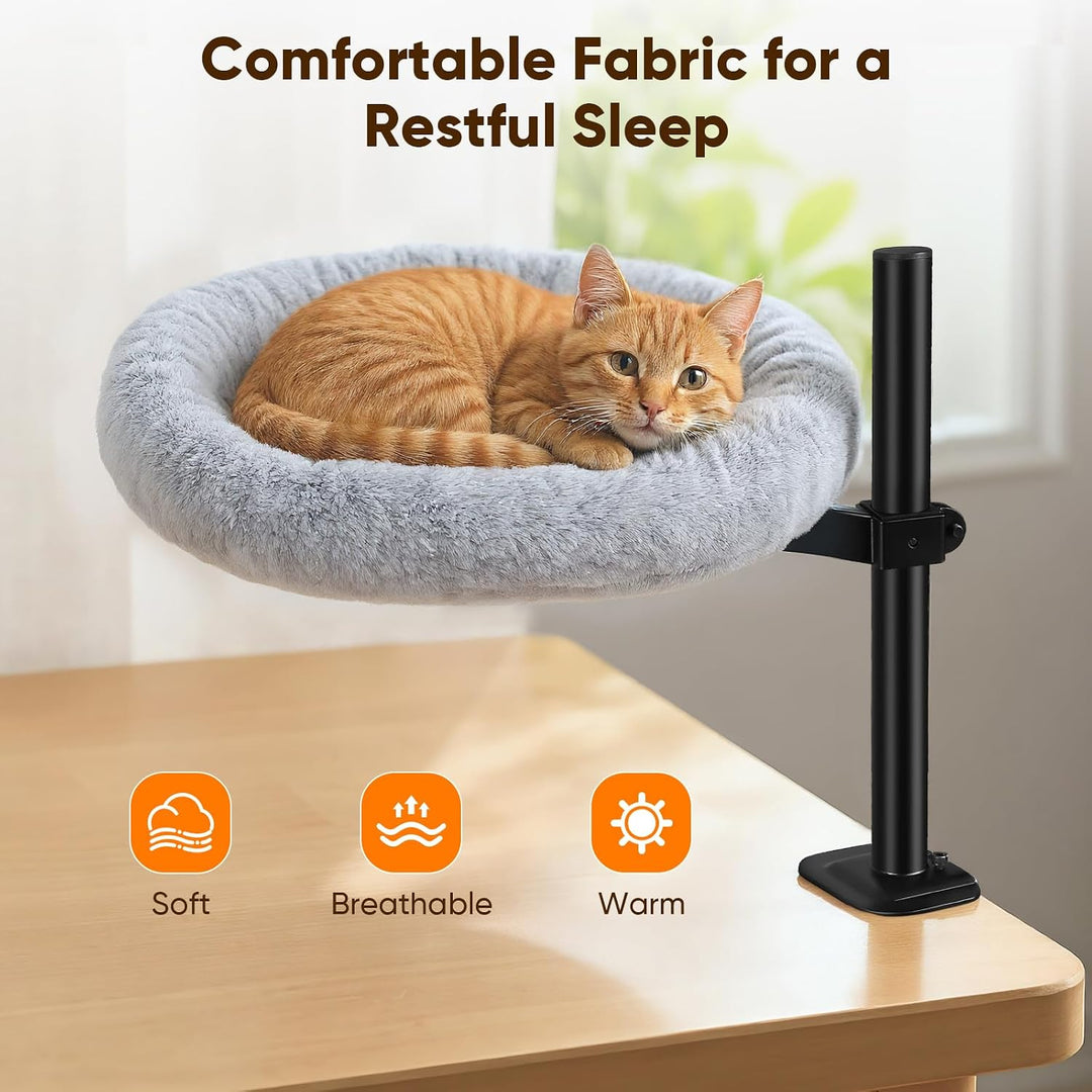 Katzenbett Schreibtisch, 360° Drehbar Höhenverstellbar Katzenhängematte | Katzen Schreibtisch Bett m